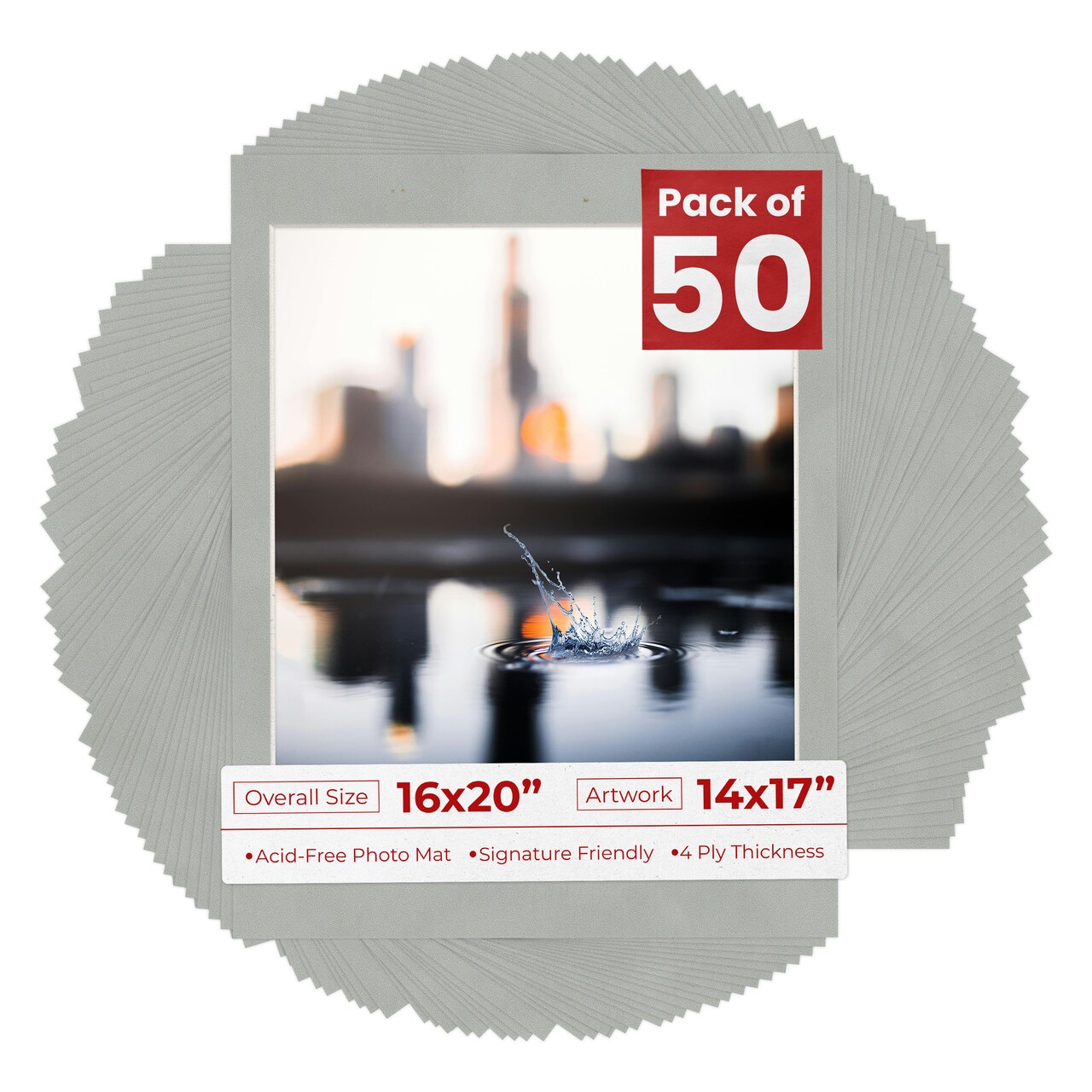 Light Grey Suede Mat Board for 16x20 Frames - Fits 14x17 Photos
